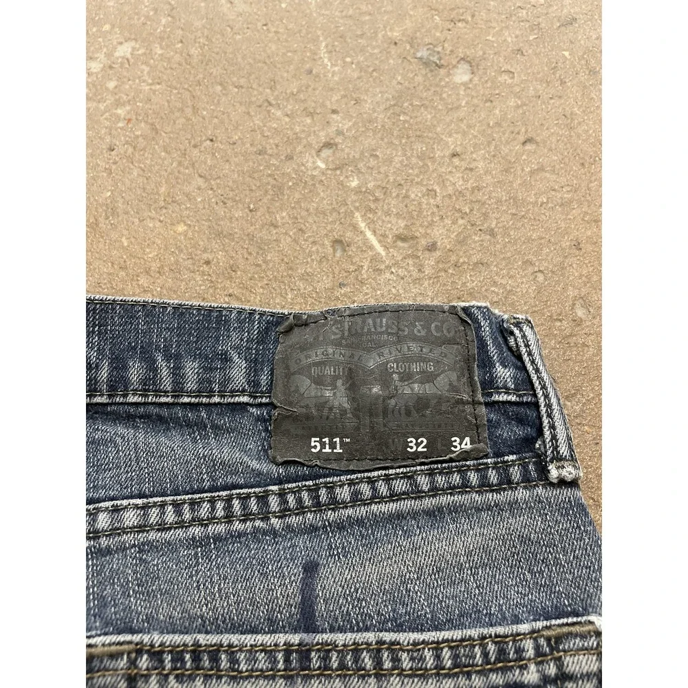 Levis 511 Jeans Mens 32x34 Blue Denim Slim Fit Straight Leg 5-Pocket‎ Zip Fly
